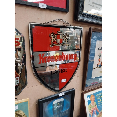 42 - Kronenburg Lager advertising mirror. {42 cm H x 44 cm W}.