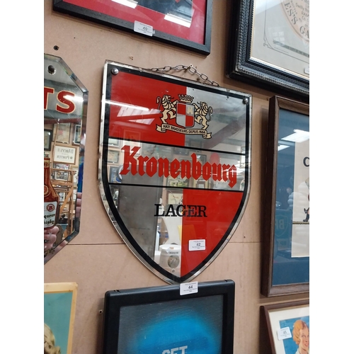 42 - Kronenburg Lager advertising mirror. {42 cm H x 44 cm W}.