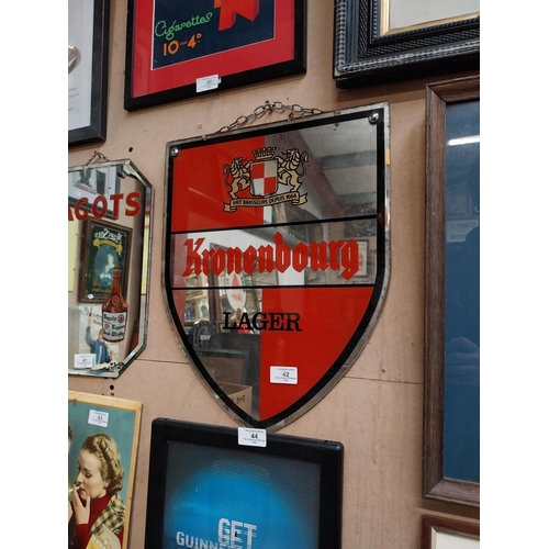 42 - Kronenburg Lager advertising mirror. {42 cm H x 44 cm W}.