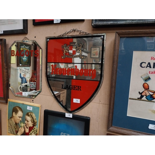 42 - Kronenburg Lager advertising mirror. {42 cm H x 44 cm W}.