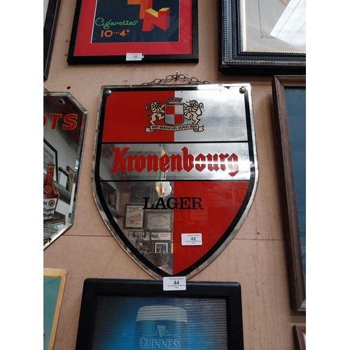 42 - Kronenburg Lager advertising mirror. {42 cm H x 44 cm W}.