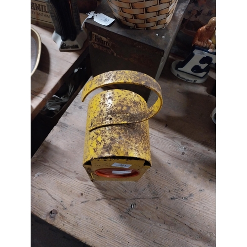 421 - 1970's tin plate road lamp. {29 cm H x 14 cm W x 14 cm D}.