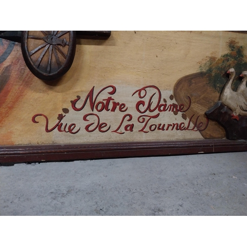 422 - Lutece Biere De Paris wooden advertising board. {32 cm H x 80 cm W}