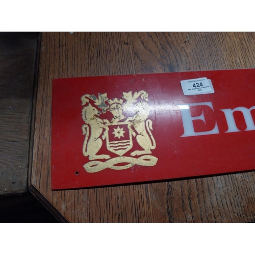 424 - 1970's Embassy Cigarettes acrylic advertising sign {13 cm H x 82 cm W}.