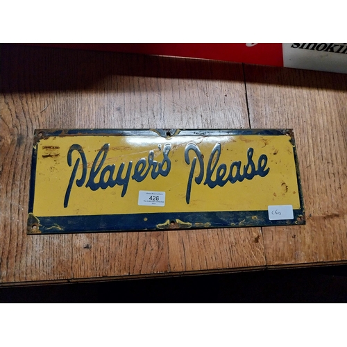 426 - Enamel Player's Please sign. {16 cm H x 40 cm W}.