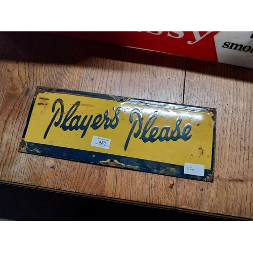 426 - Enamel Player's Please sign. {16 cm H x 40 cm W}.