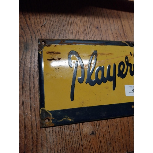 426 - Enamel Player's Please sign. {16 cm H x 40 cm W}.