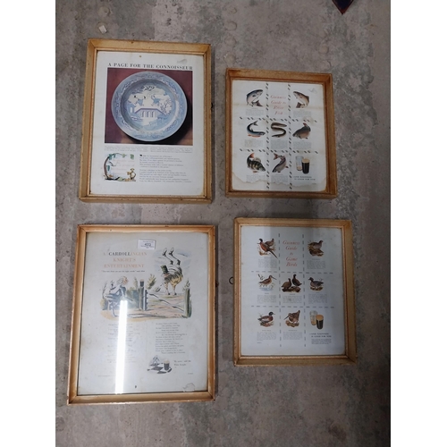 433 - Four Guinness framed advertising prints - fishing scene, bird scene, a page for the connoissuer and ... 