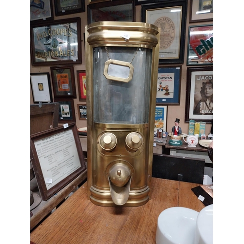 438 - Early 20th C. Otto Kind brass coffee dispenser. {80 cm H x 32 cm W}.