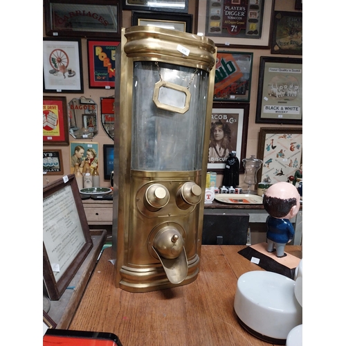 438 - Early 20th C. Otto Kind brass coffee dispenser. {80 cm H x 32 cm W}.