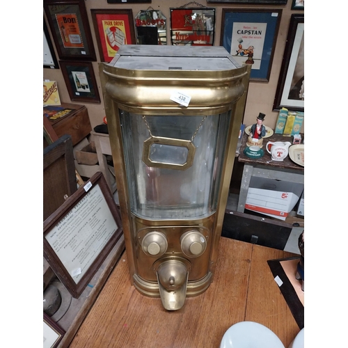 438 - Early 20th C. Otto Kind brass coffee dispenser. {80 cm H x 32 cm W}.