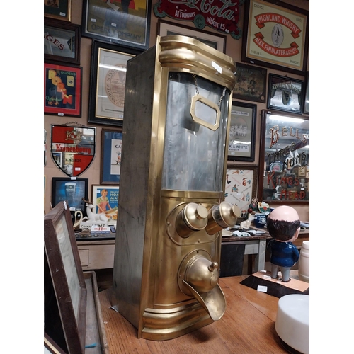 438 - Early 20th C. Otto Kind brass coffee dispenser. {80 cm H x 32 cm W}.