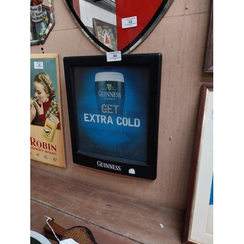 44 - Guinness Extra Cold 3D double sided advertising Sign. {32 cm H x 27 cm W}