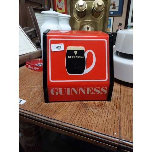 440 - 1970's perspex Guinness light up counter font. {21  cm H x  22 cm  W x 21 cm D}.