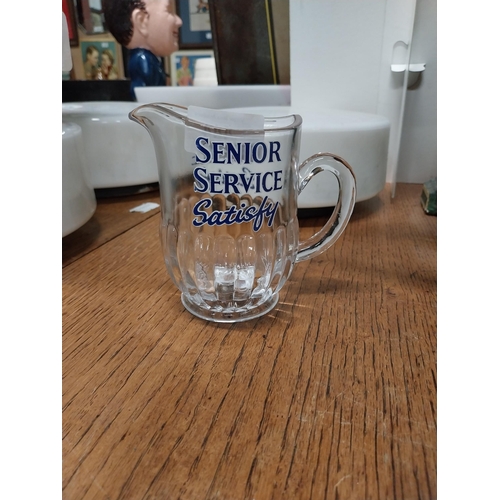 444 - Senior Service Satisfy water jug. {12 cm H x 14 cm W x 12 cm D}.