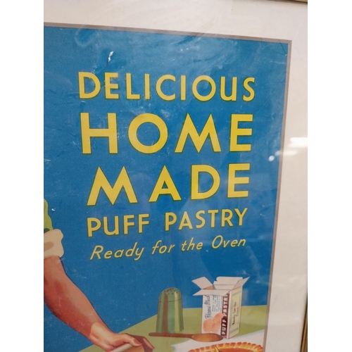 45 - Delicious Homemade Puff Pastries framed advertising sign. {35 cm H x 31 cm W}.