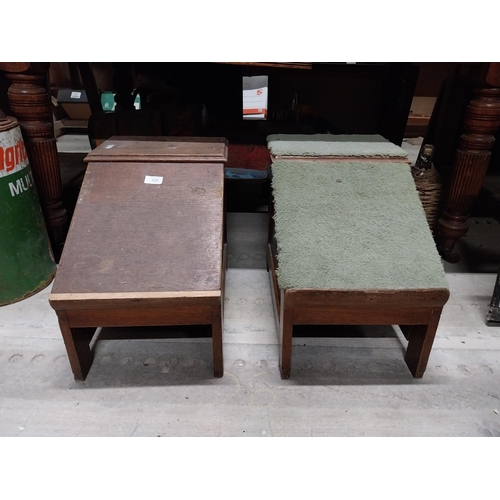 452 - Two Shoe shine shop foot rests. {40 cm H x 33 cm W x 53 cm D}.