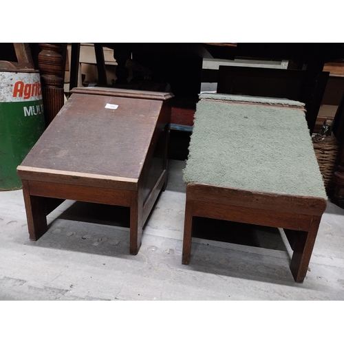 452 - Two Shoe shine shop foot rests. {40 cm H x 33 cm W x 53 cm D}.