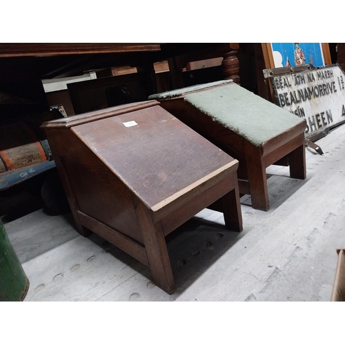 452 - Two Shoe shine shop foot rests. {40 cm H x 33 cm W x 53 cm D}.