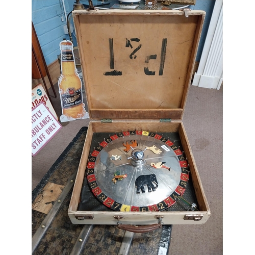 455A - Cased Roulette wheel. {12 cm H x 33 cm W x 33 cm D}.