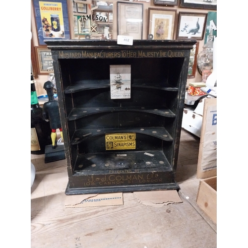 462 - Early 1900's J and J Colman's Mustard wall display cabinet. {48 cm H x 39 cm W x 15 cm W}.