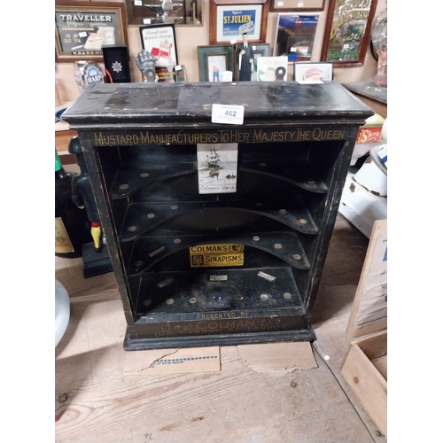 462 - Early 1900's J and J Colman's Mustard wall display cabinet. {48 cm H x 39 cm W x 15 cm W}.