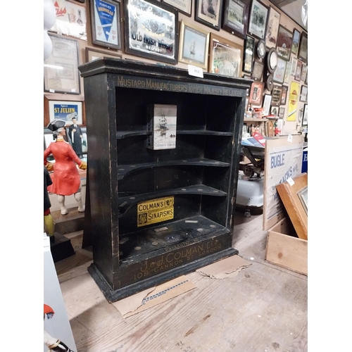 462 - Early 1900's J and J Colman's Mustard wall display cabinet. {48 cm H x 39 cm W x 15 cm W}.