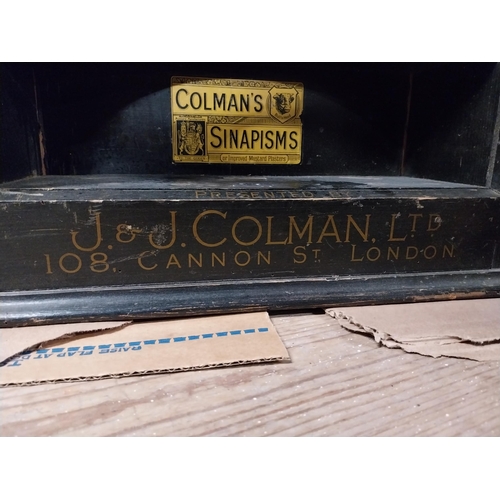 462 - Early 1900's J and J Colman's Mustard wall display cabinet. {48 cm H x 39 cm W x 15 cm W}.