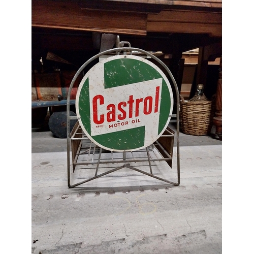 466 - 1950's Castrol Motor Oil forecourt bottle rack. {54 cm H x 36 cm W x 39 cm D}.