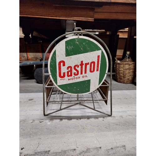 466 - 1950's Castrol Motor Oil forecourt bottle rack. {54 cm H x 36 cm W x 39 cm D}.