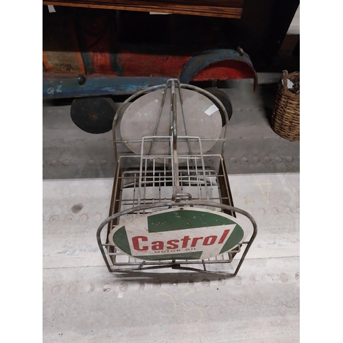 466 - 1950's Castrol Motor Oil forecourt bottle rack. {54 cm H x 36 cm W x 39 cm D}.