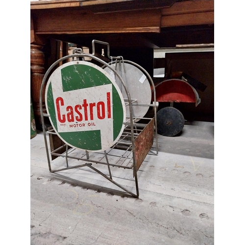 466 - 1950's Castrol Motor Oil forecourt bottle rack. {54 cm H x 36 cm W x 39 cm D}.