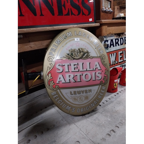 467 - Stella Artois Lager double sided light up advertising sign. {74 cm H x 56 cm W}.