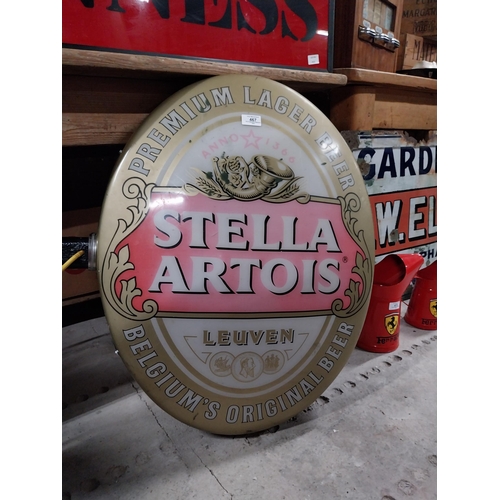 467 - Stella Artois Lager double sided light up advertising sign. {74 cm H x 56 cm W}.