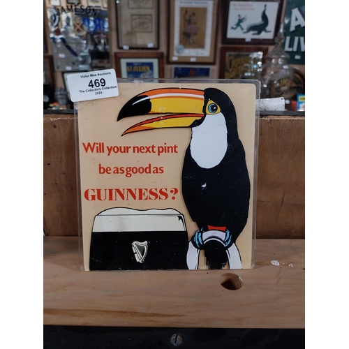 469 - Will your next pint be as good as a Guinness Perspex advertising sign {15 cm H x 16 cm W}.