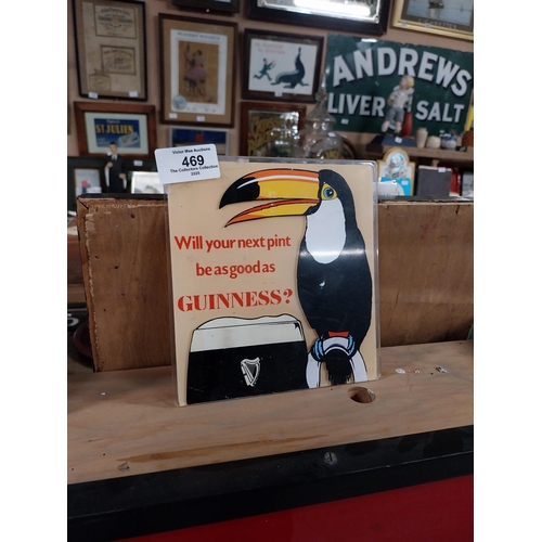 469 - Will your next pint be as good as a Guinness Perspex advertising sign {15 cm H x 16 cm W}.