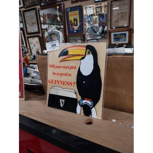 469 - Will your next pint be as good as a Guinness Perspex advertising sign {15 cm H x 16 cm W}.