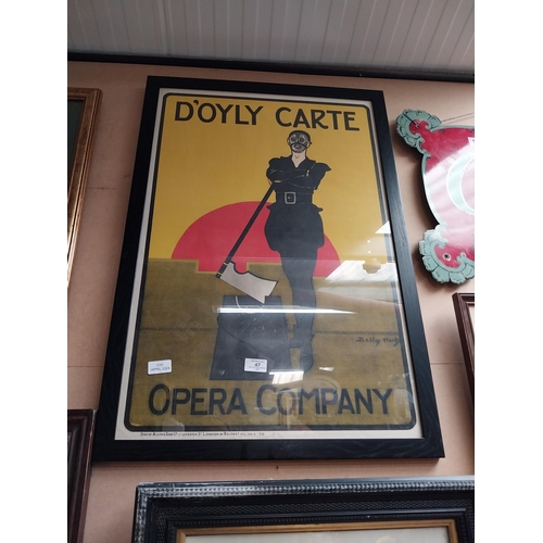 47 - Framed D'Oyly Carte Opera Company advertising print. {81 cm H x 56 cm W}.