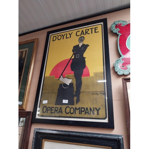 47 - Framed D'Oyly Carte Opera Company advertising print. {81 cm H x 56 cm W}.