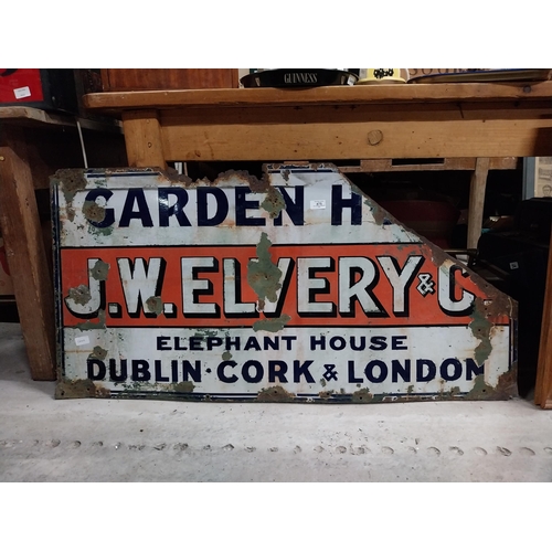 475 - J W Elvery and Co.Elephant House Dublin Cork and London enamel advertising sign. {61 cm H x 123 cm W... 