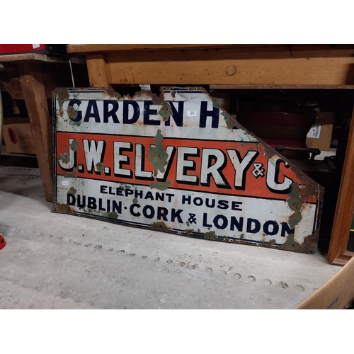 475 - J W Elvery and Co.Elephant House Dublin Cork and London enamel advertising sign. {61 cm H x 123 cm W... 