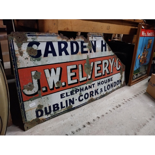 475 - J W Elvery and Co.Elephant House Dublin Cork and London enamel advertising sign. {61 cm H x 123 cm W... 