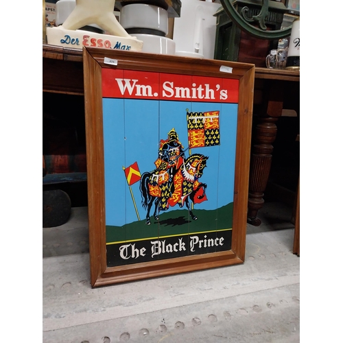 476 - Wm Smith's The Black Prince framed wooden advertising sign. {75 cm H x 56 cm W}.