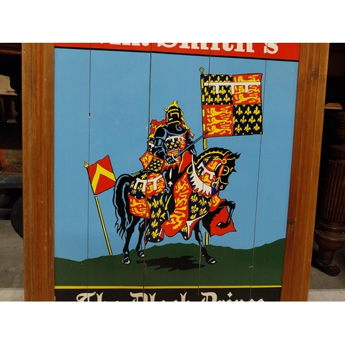 476 - Wm Smith's The Black Prince framed wooden advertising sign. {75 cm H x 56 cm W}.