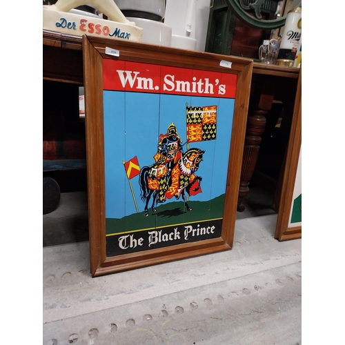 476 - Wm Smith's The Black Prince framed wooden advertising sign. {75 cm H x 56 cm W}.