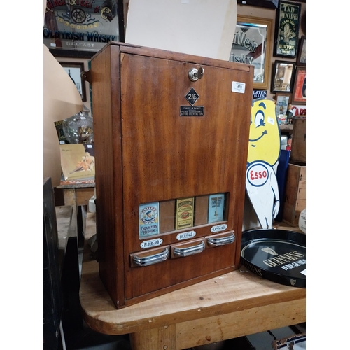 478 - 1950's mahogany cigarette dispenser - Player's, Gold Flake and Capstan. {50 cm H x 34 cm W x 15 cm D... 