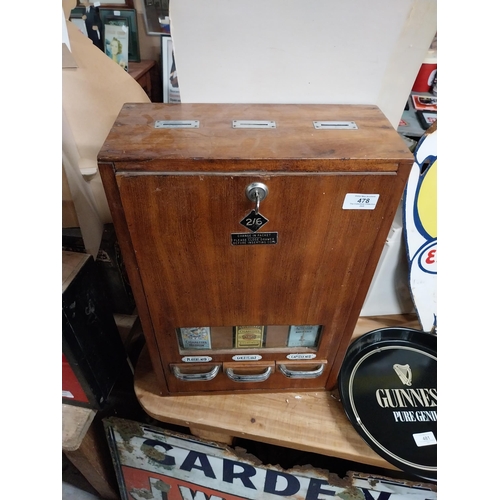 478 - 1950's mahogany cigarette dispenser - Player's, Gold Flake and Capstan. {50 cm H x 34 cm W x 15 cm D... 