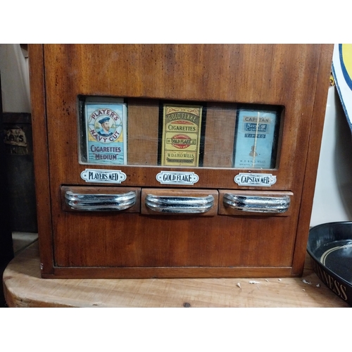 478 - 1950's mahogany cigarette dispenser - Player's, Gold Flake and Capstan. {50 cm H x 34 cm W x 15 cm D... 