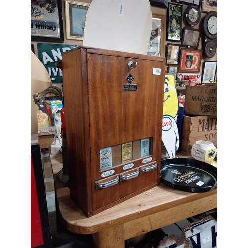 478 - 1950's mahogany cigarette dispenser - Player's, Gold Flake and Capstan. {50 cm H x 34 cm W x 15 cm D... 