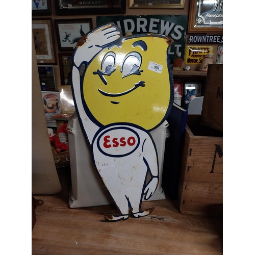 480 - Esso Man enamel advertising sign. {51 cm H x 25 cm W}.